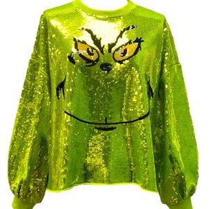 Grinch sequins long sleeve shirt